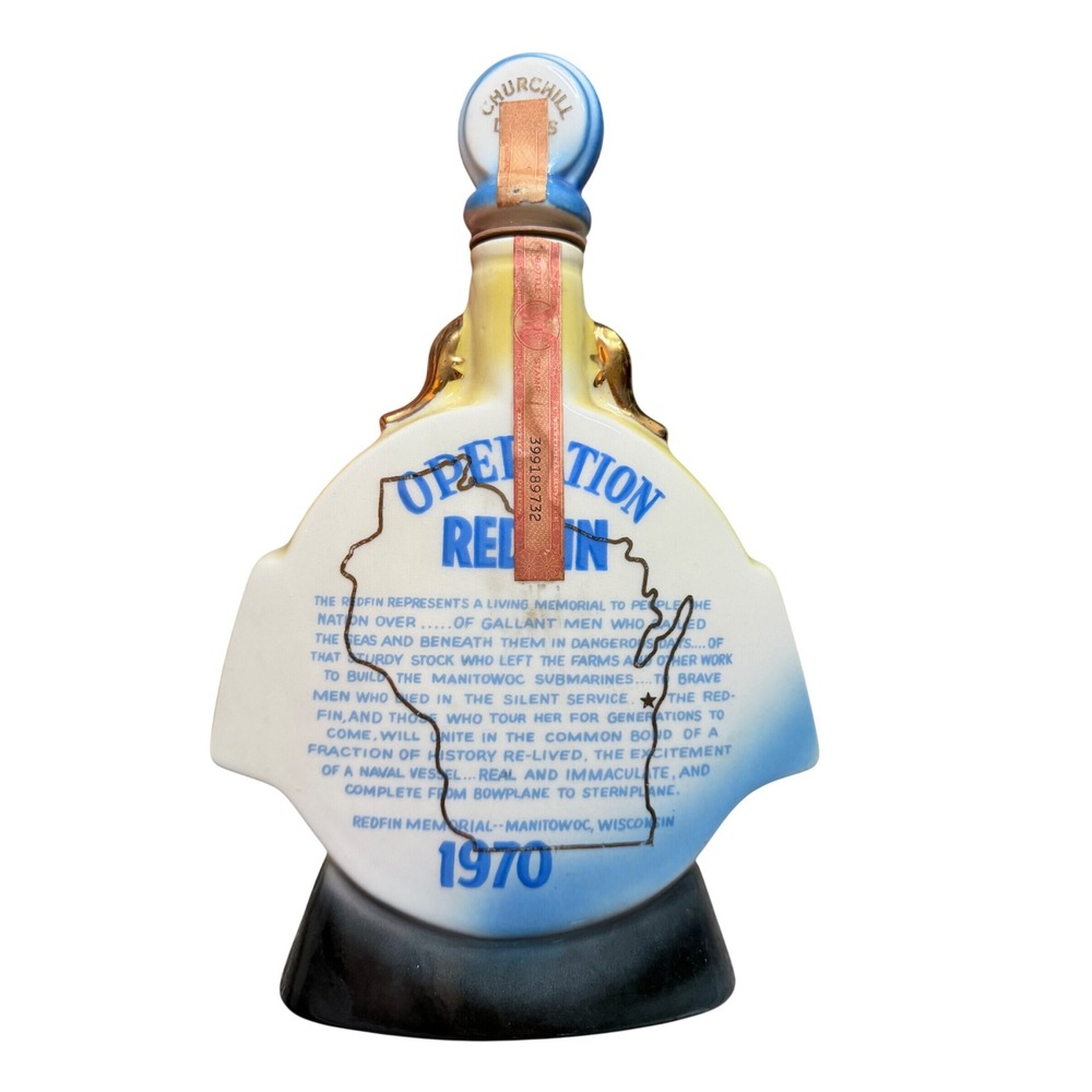Jim Beam Operation Redfin Submarine Decanter 1970 Blue White Good Regal China